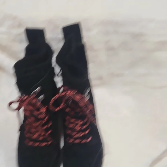 Zodiac Black Lace-Up Boots with Red Accents - Picture 3 of 7